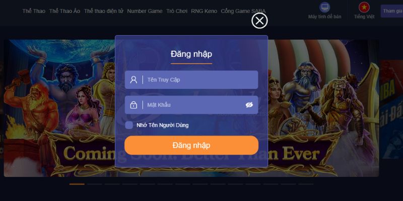 Các thao tác đăng nhập hệ thống Viva88